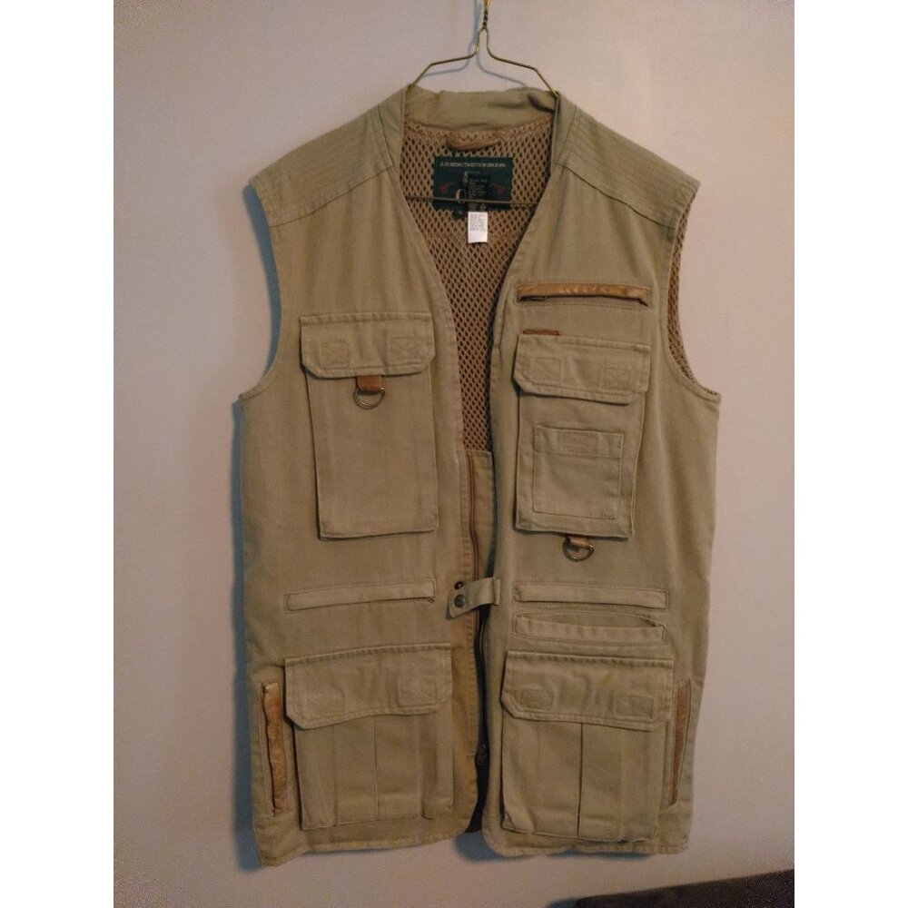 Men's Vintage ORVIS Hunting Fishing Vest Jacket Tan Canvas Small